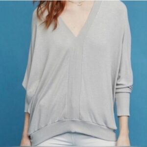 NWOT Anthropologie Eri + Ali Oversized V-neck Top In Gray Size Medium